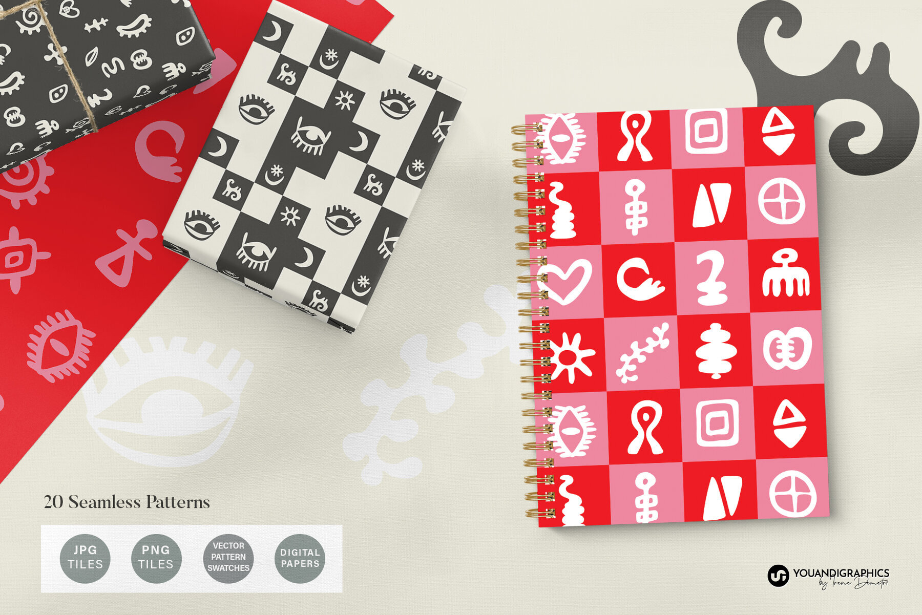 Hand Drawn Symbols Seamless Patterns 2