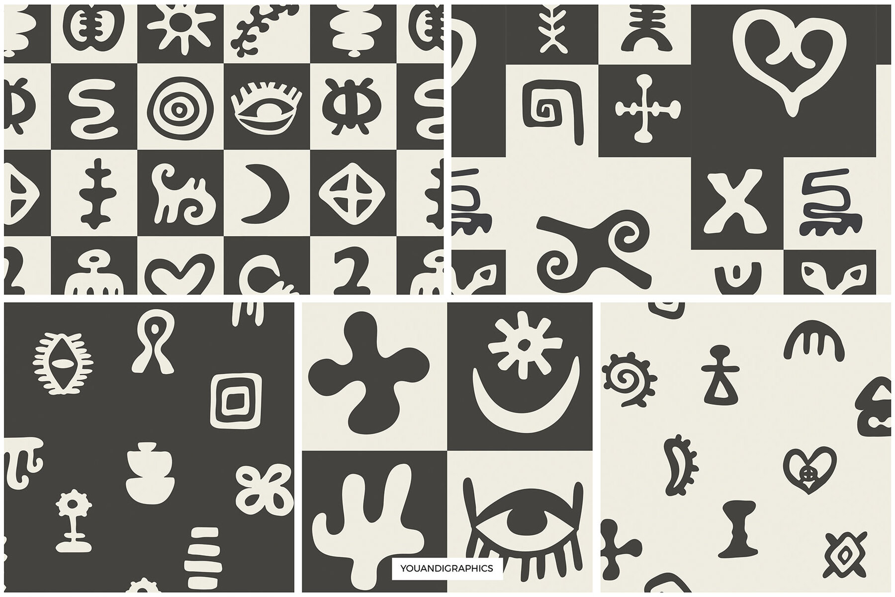 Hand Drawn Symbols Seamless Patterns 6
