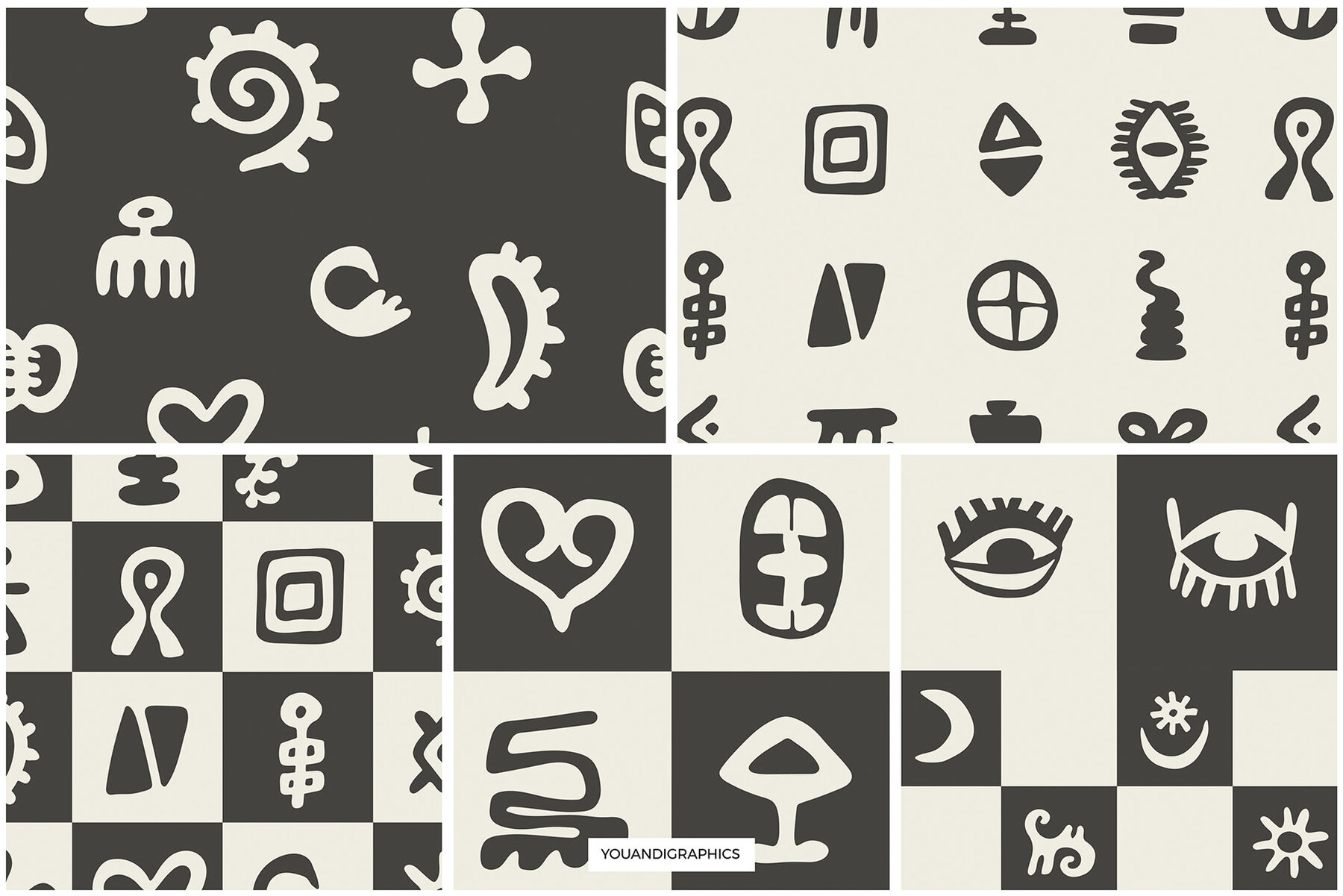 Hand Drawn Symbols Seamless Patterns 8