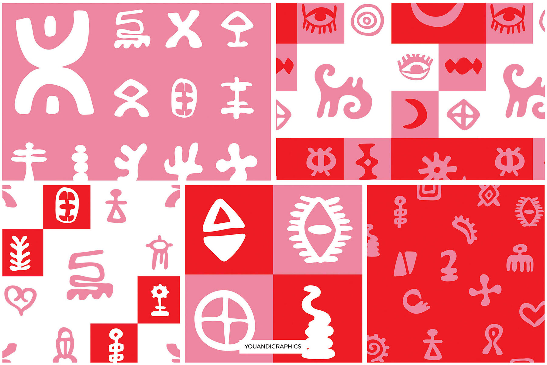 Hand Drawn Symbols Seamless Patterns 9