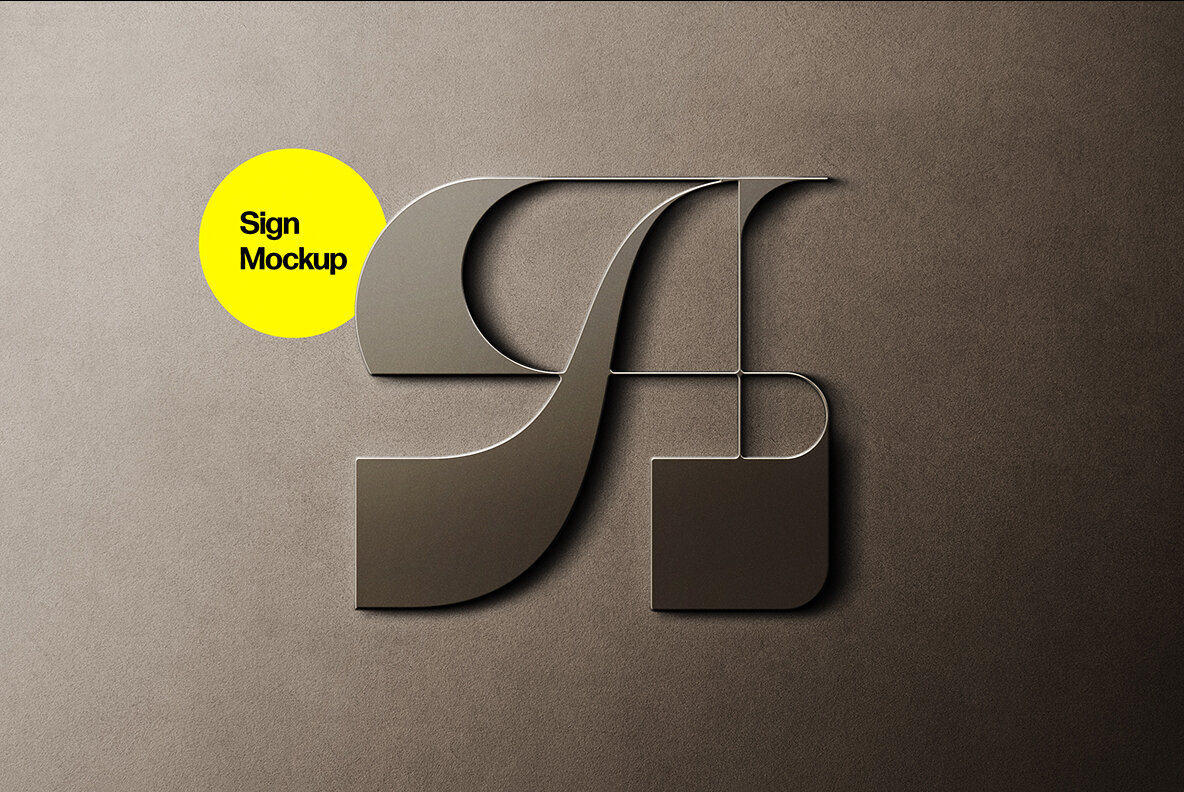 Stylish Steel Sign Mockup 1