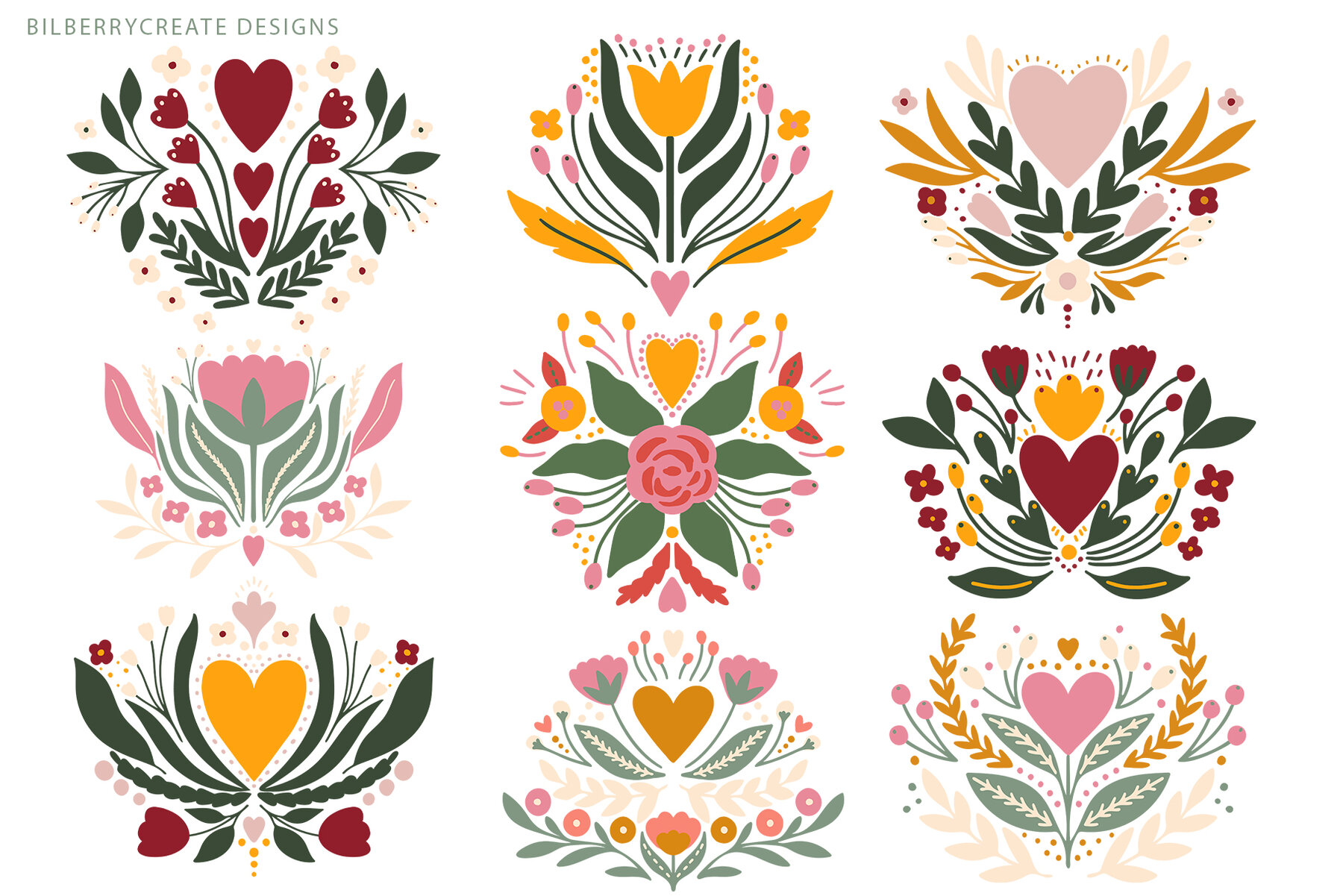 Valentine Ornaments Art Set 9