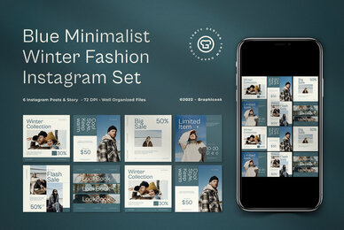 Blue Minimalist Winter Fashion Instagram Pack