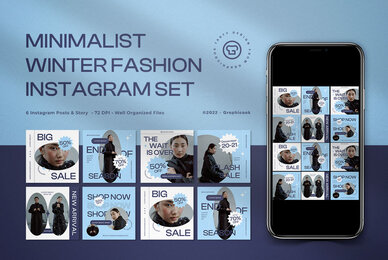 Blue Minimalist Winter Fashion Sale INstagram Pack