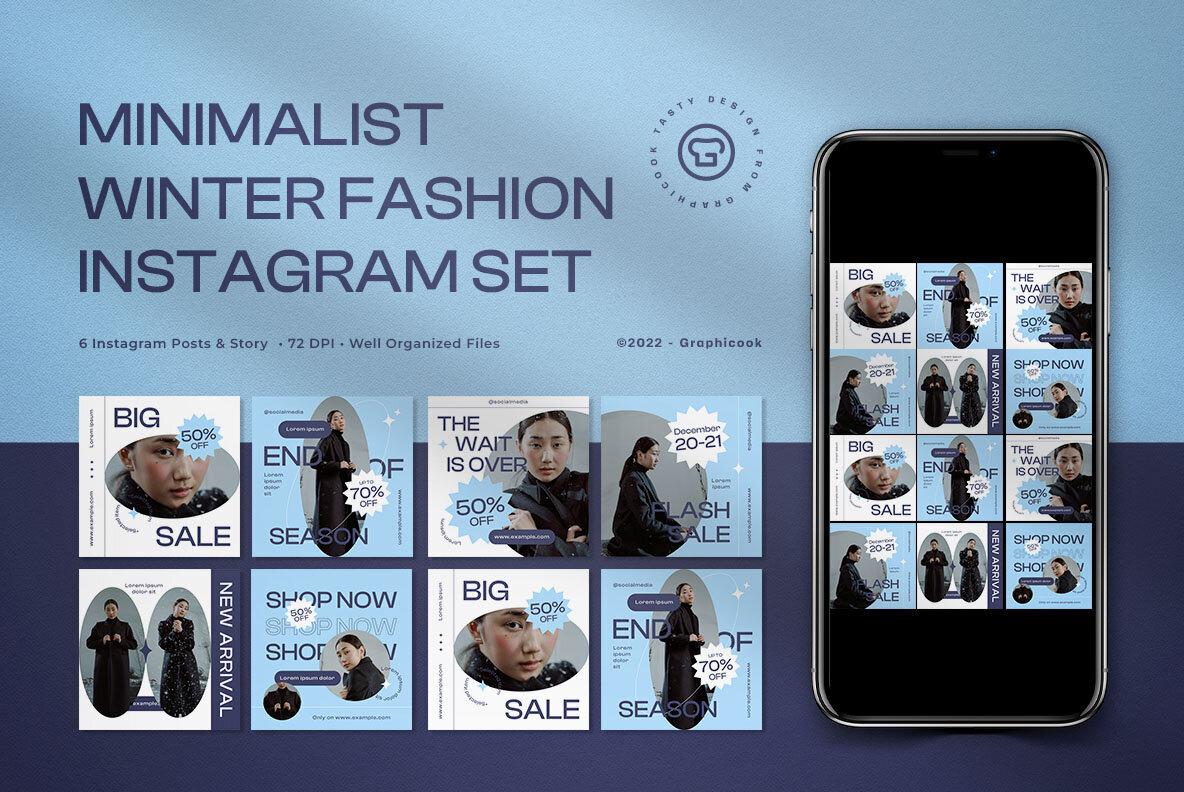 Blue Minimalist Winter Fashion Sale INstagram Pack 1
