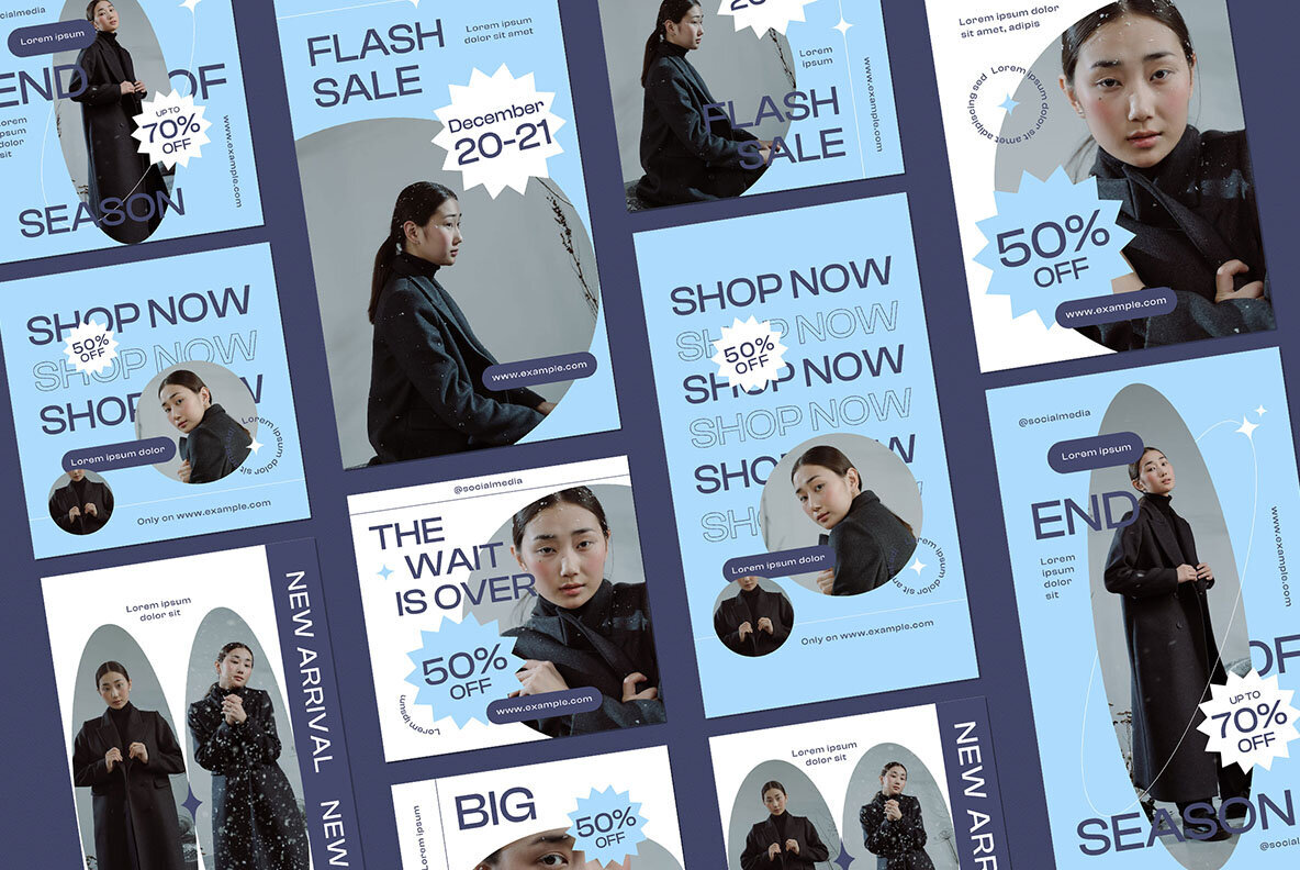 Blue Minimalist Winter Fashion Sale INstagram Pack 3