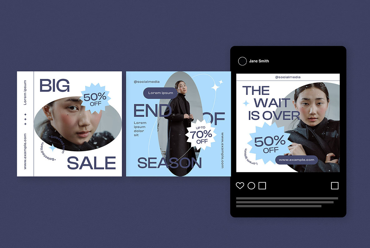 Blue Minimalist Winter Fashion Sale INstagram Pack 4