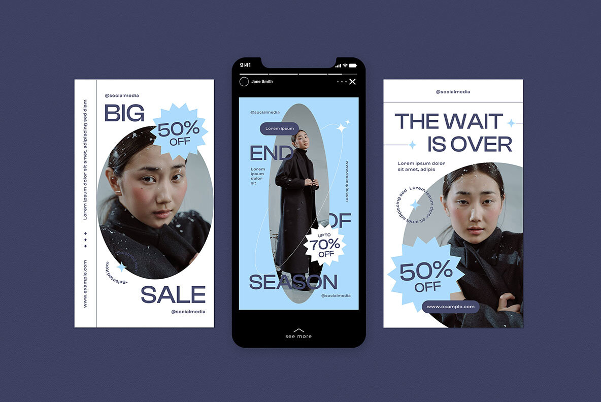 Blue Minimalist Winter Fashion Sale INstagram Pack 6