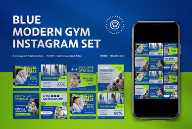 Blue Modern Gym Instagram Pack