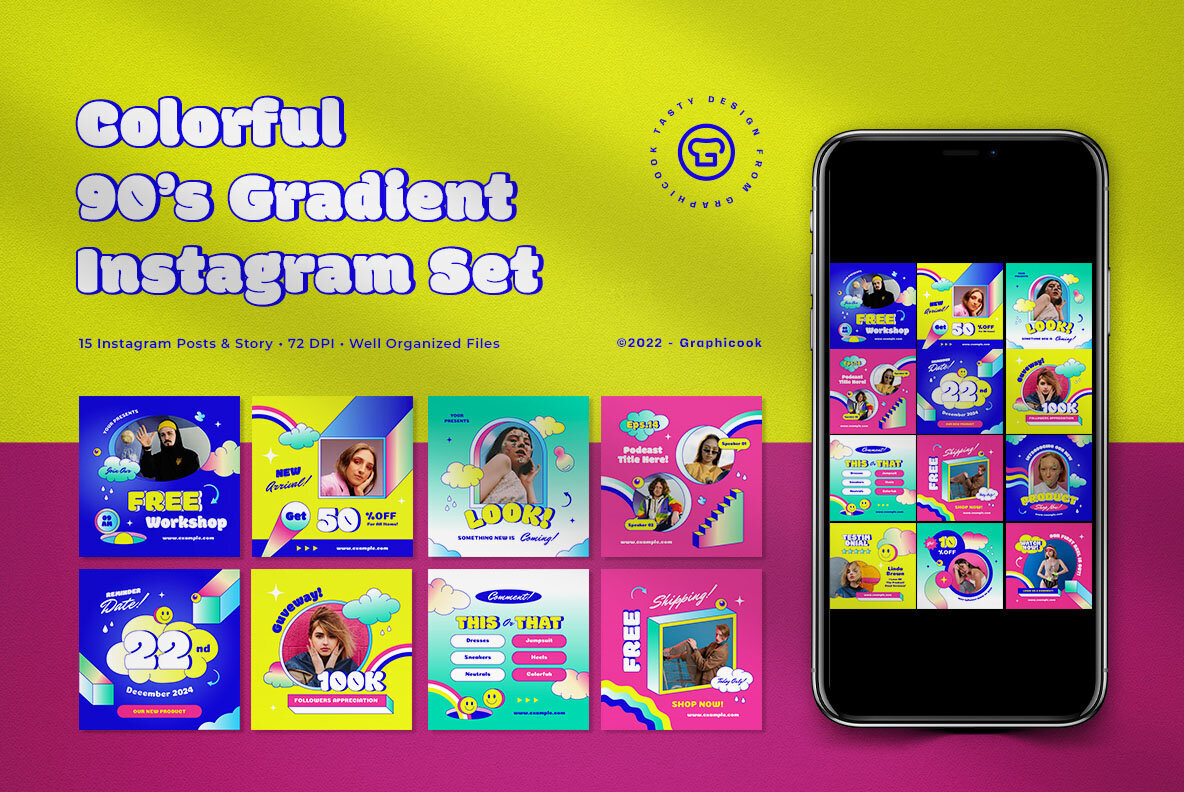 Colorful 90s Engagement Instagram Pack 1