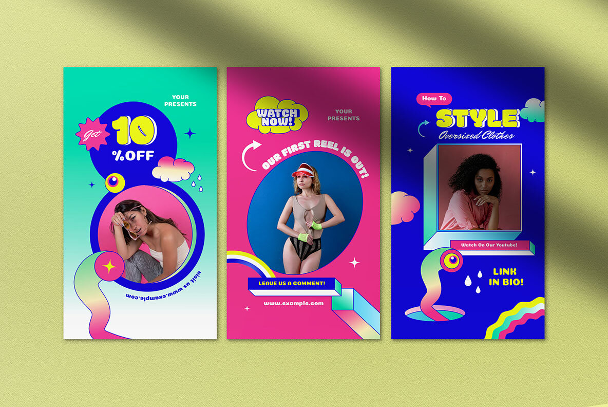 Colorful 90s Engagement Instagram Pack 5