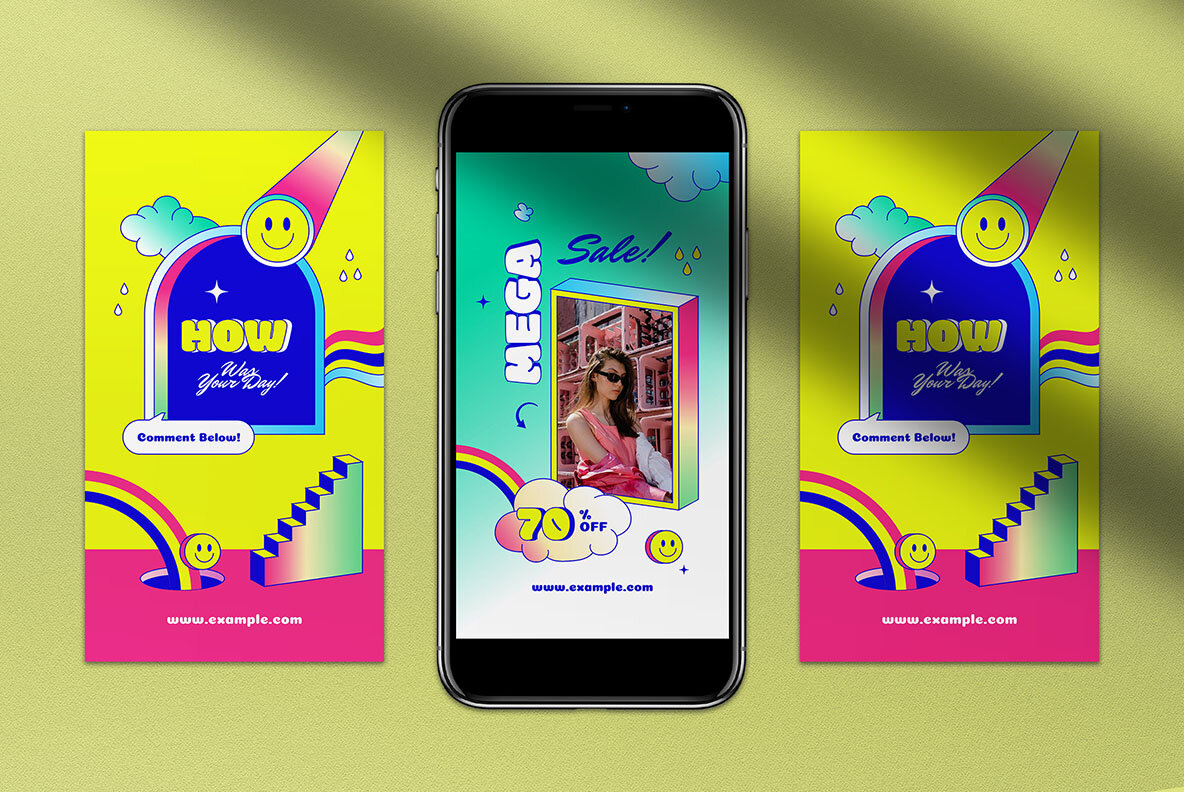 Colorful 90s Engagement Instagram Pack 6