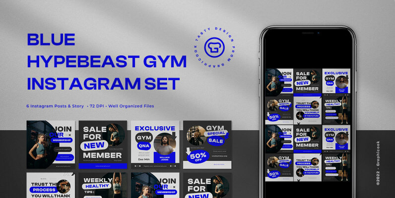 Grey Hypebeast Gym Instagram Pack