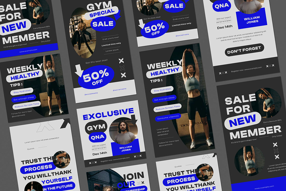 Grey Hypebeast Gym Instagram Pack 3