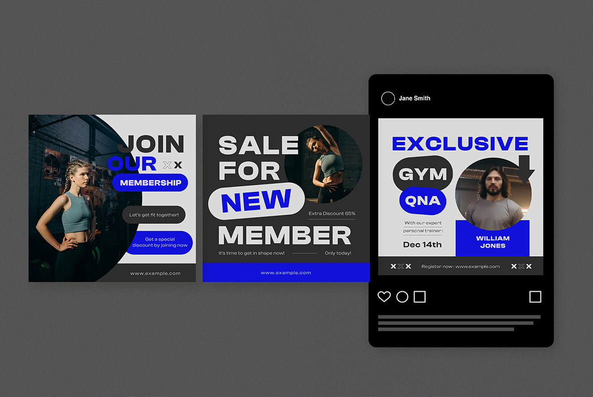 Grey Hypebeast Gym Instagram Pack 4