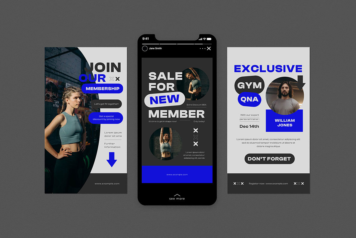 Grey Hypebeast Gym Instagram Pack 6