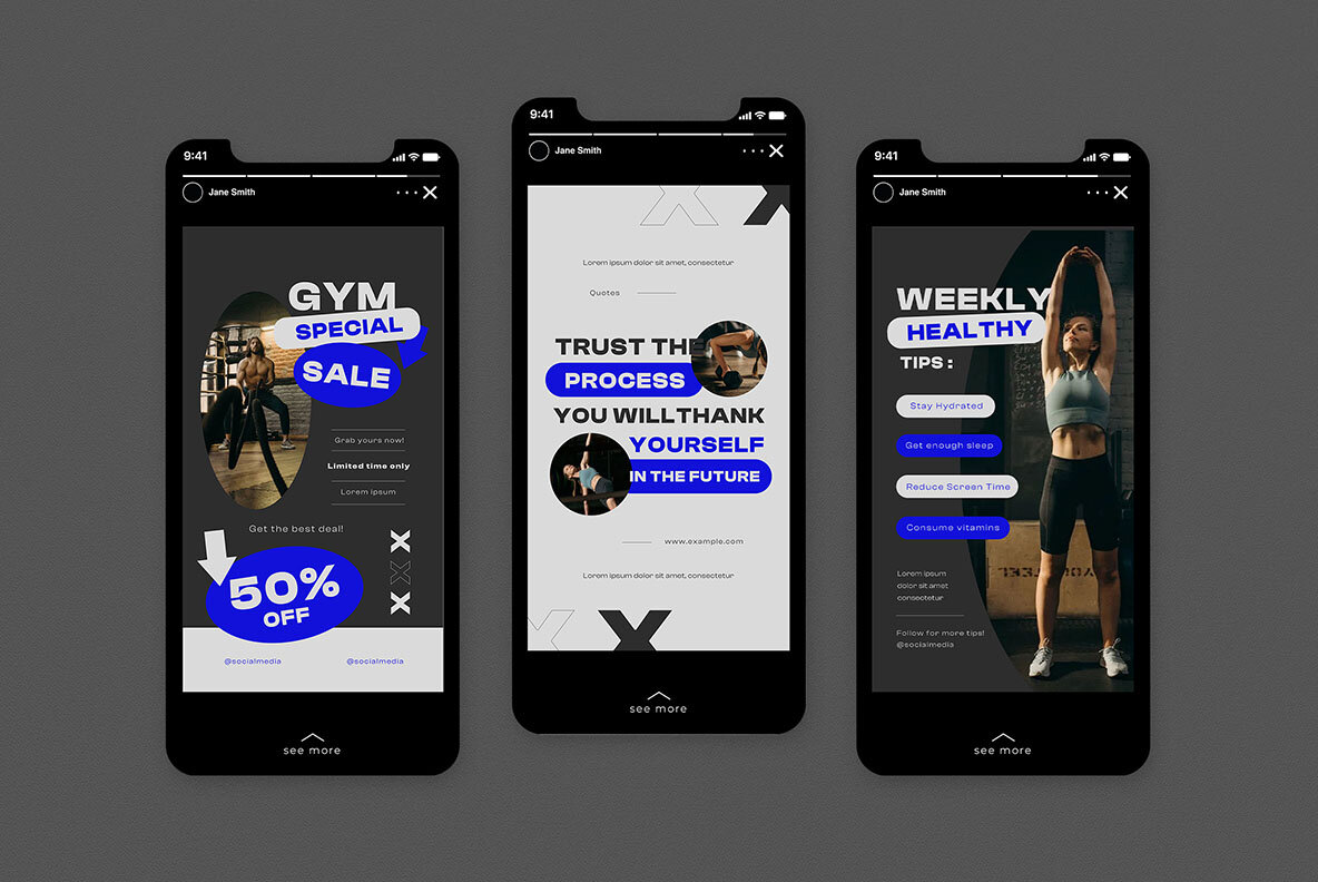 Grey Hypebeast Gym Instagram Pack 7