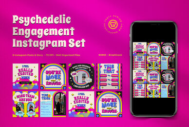 Pink Psychedelic Engagement Instagram Pack
