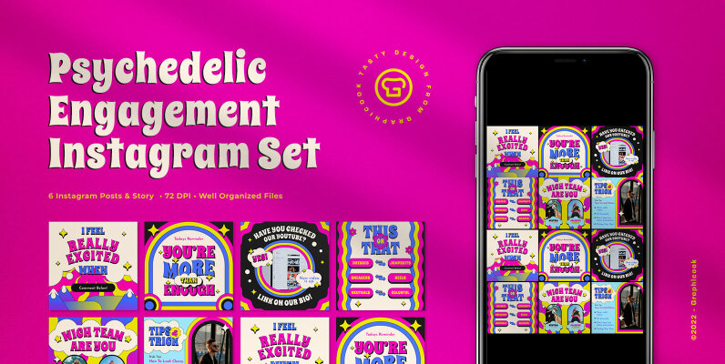 Pink Psychedelic Engagement Instagram Pack