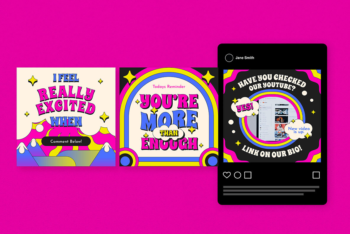 Pink Psychedelic Engagement Instagram Pack 4