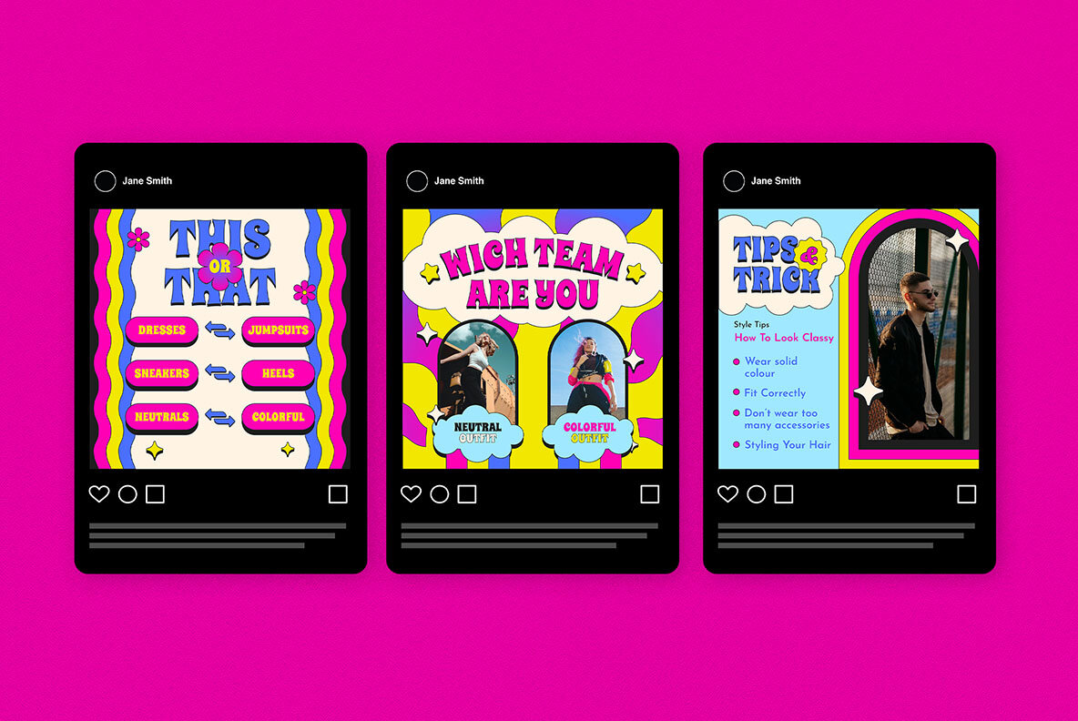 Pink Psychedelic Engagement Instagram Pack 5