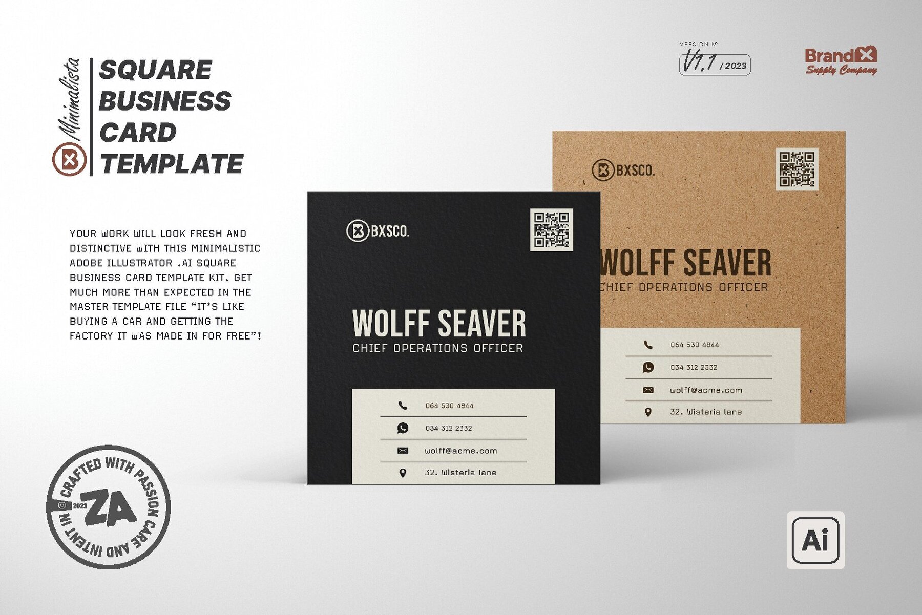 Minimalist Square Business Card Design Template 1