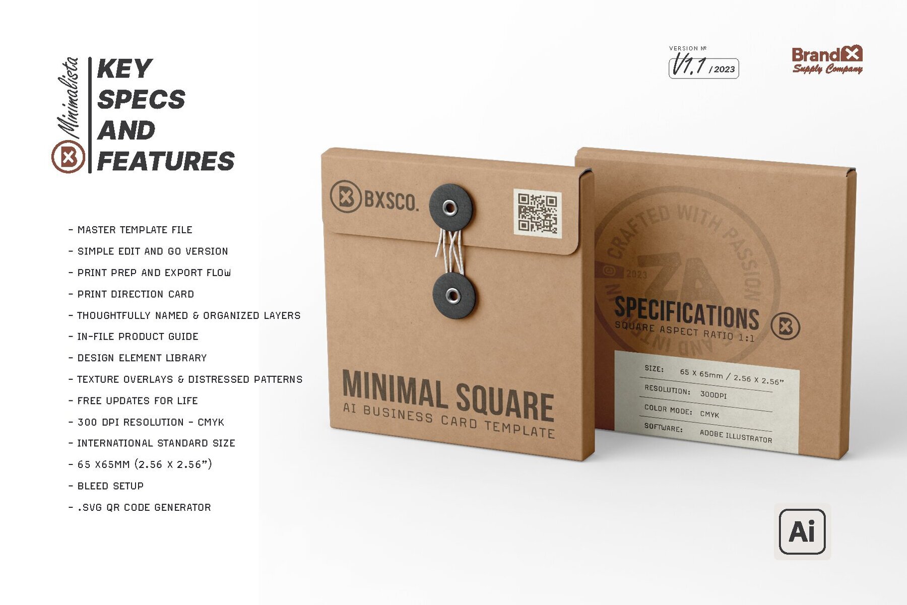 Minimalist Square Business Card Design Template 3