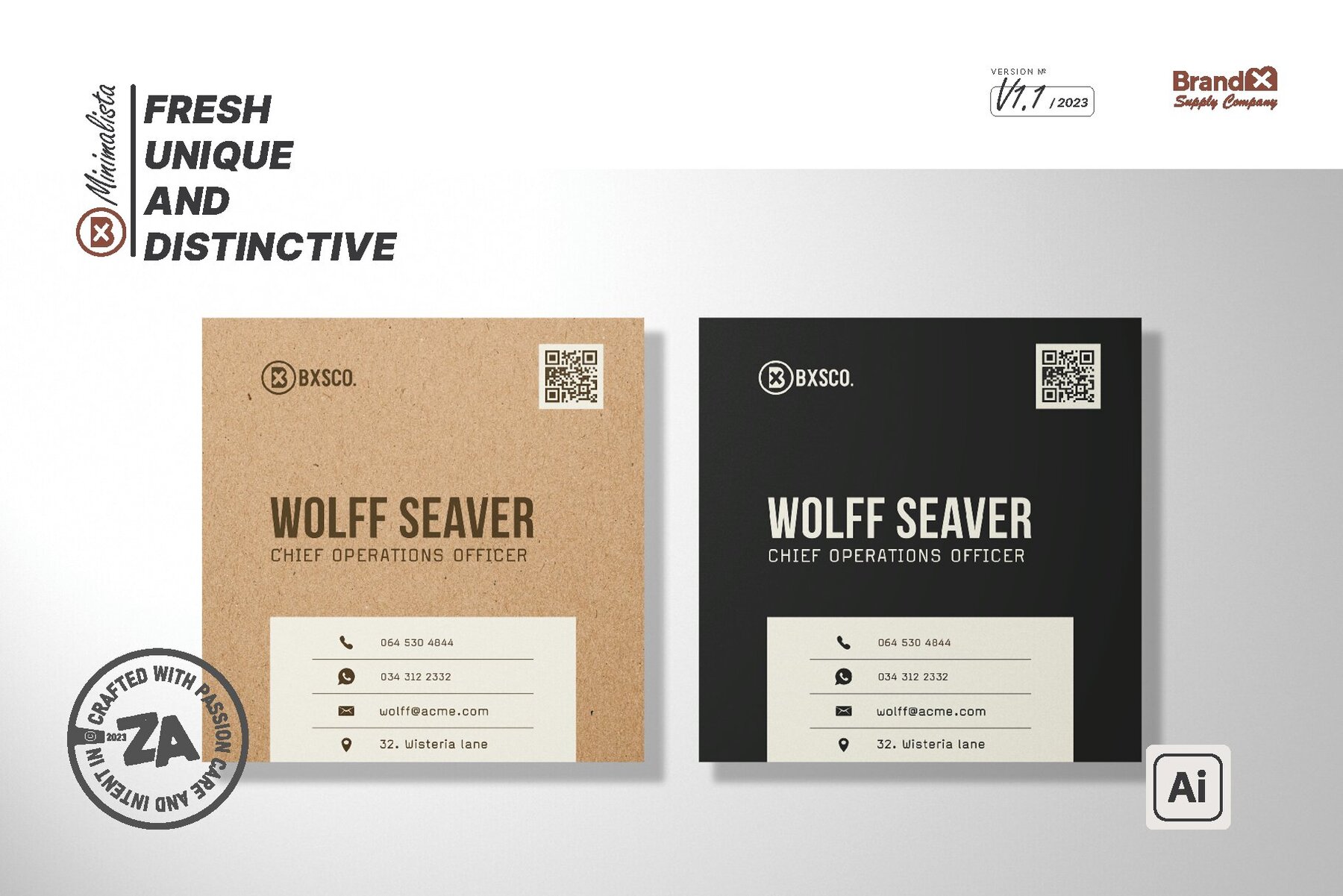 Minimalist Square Business Card Design Template 4