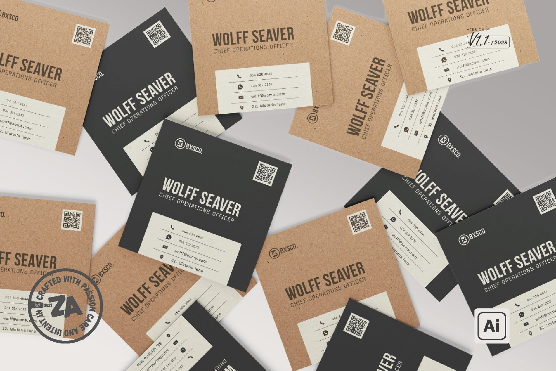 Minimalist Square Business Card Design Template 6