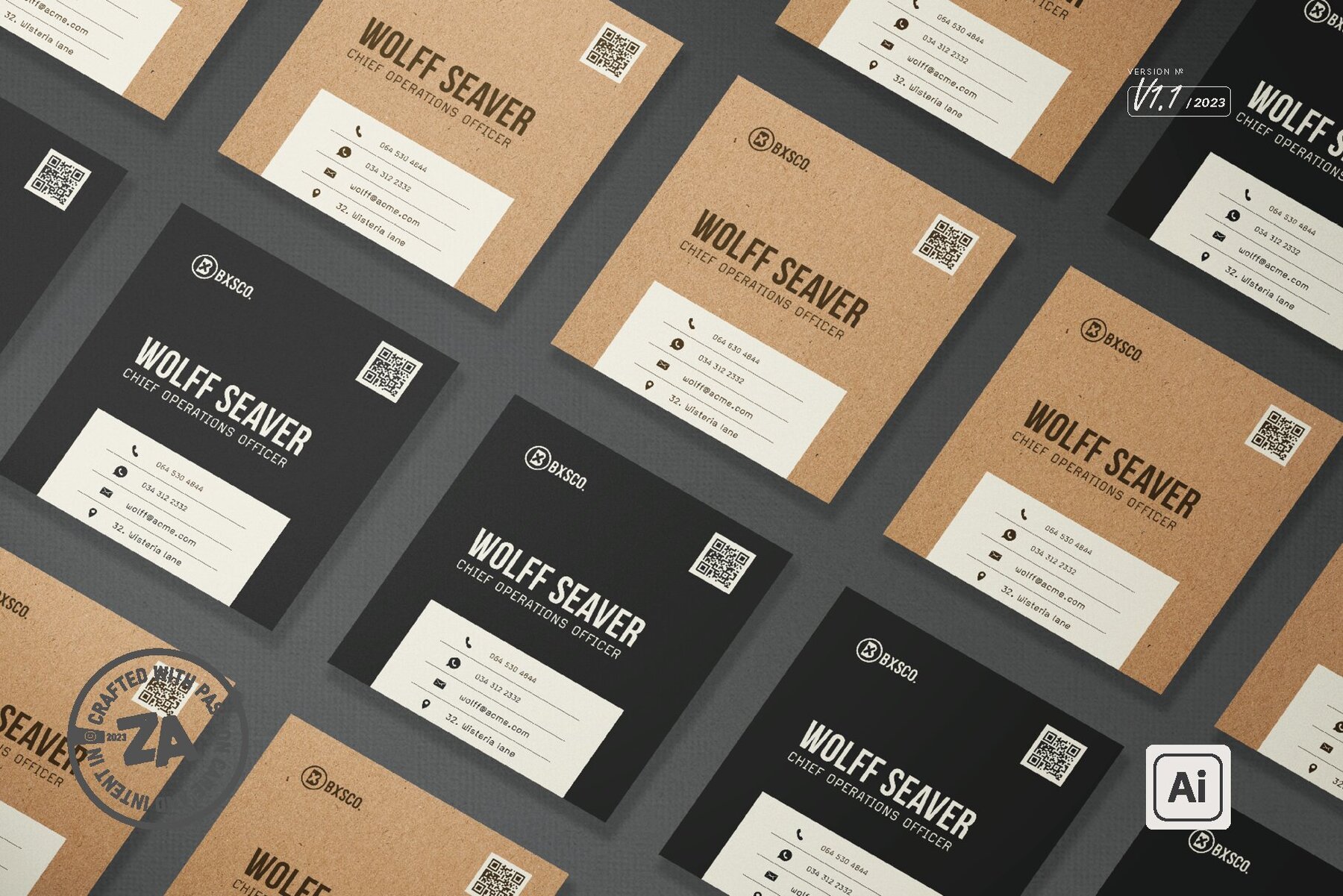 Minimalist Square Business Card Design Template 10