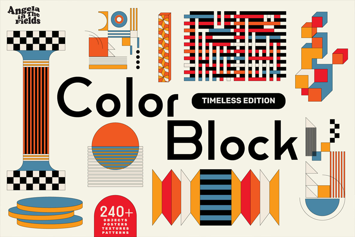 Retro Colour Block Vector Objects 1