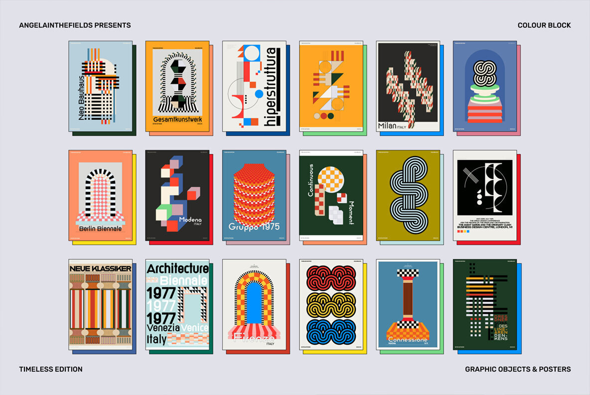 Retro Colour Block Vector Objects 3