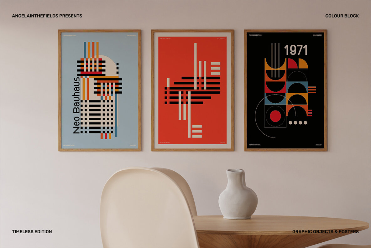 Retro Colour Block Vector Objects 4