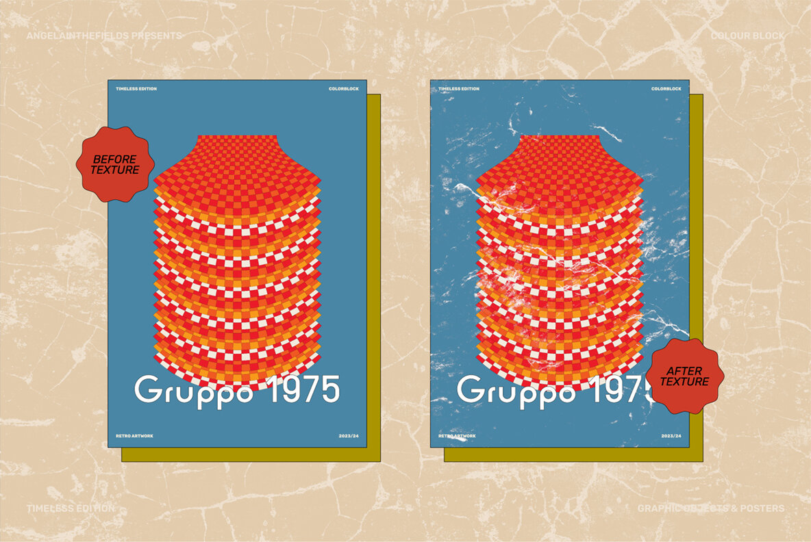 Retro Colour Block Vector Objects 16