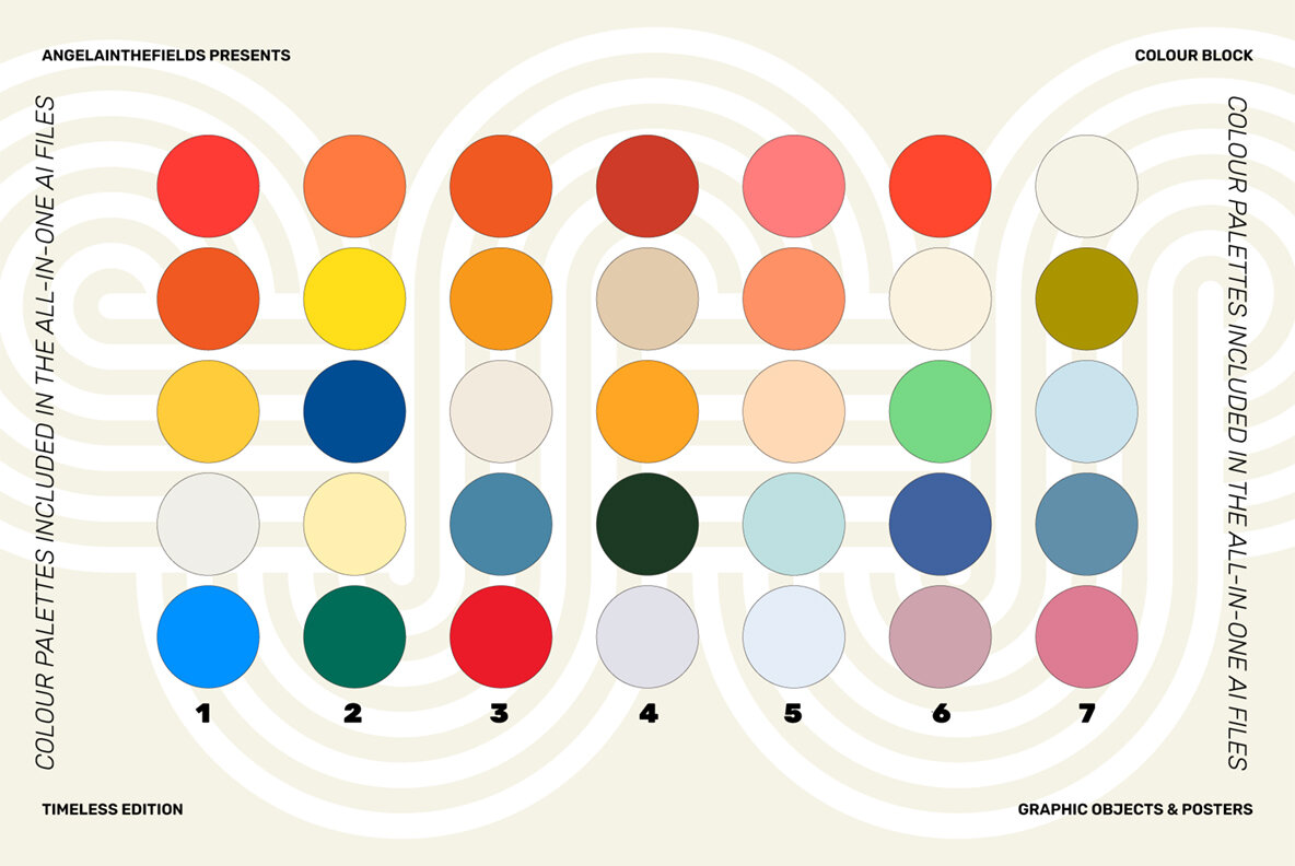 Retro Colour Block Vector Objects 17