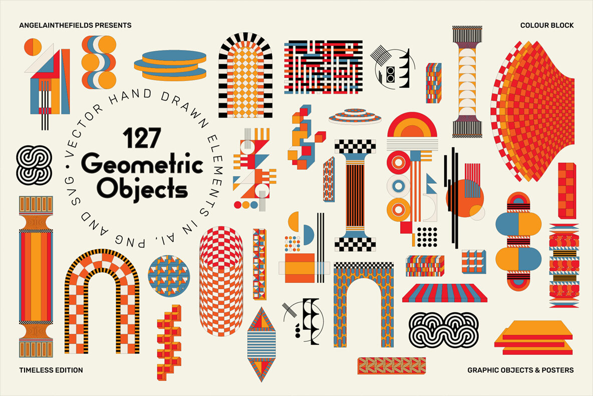 Retro Colour Block Vector Objects 19