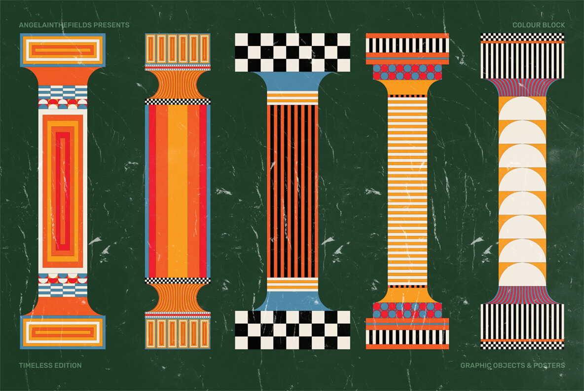 Retro Colour Block Vector Objects 20