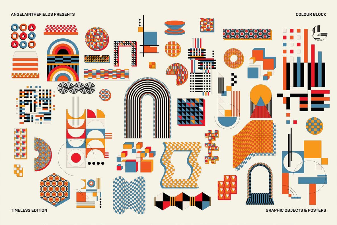 Retro Colour Block Vector Objects 21