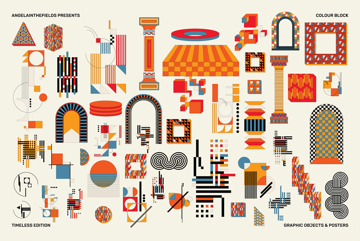 Retro Colour Block Vector Objects 23