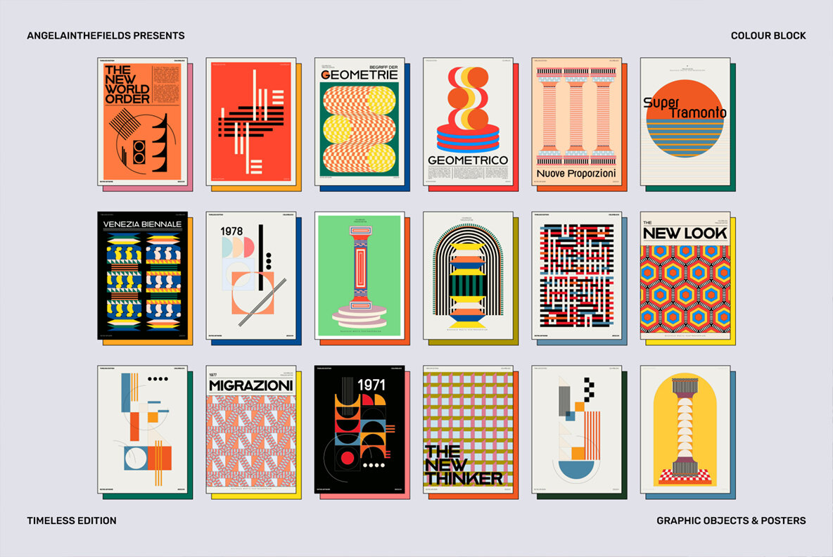 Retro Colour Block Vector Objects 24