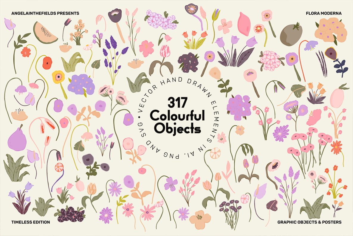 Flora Moderna Vector Clipart 19