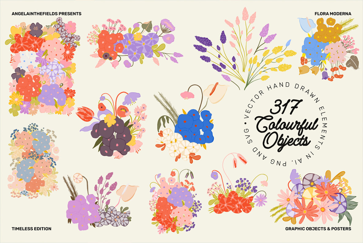 Flora Moderna Vector Clipart 23