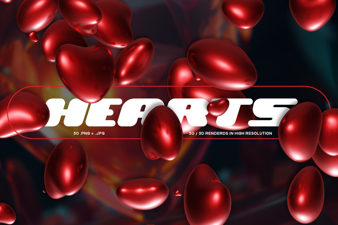 Hearts   3D Renders 1