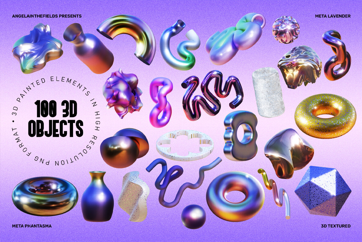 3D Meta Lavender Objects 10