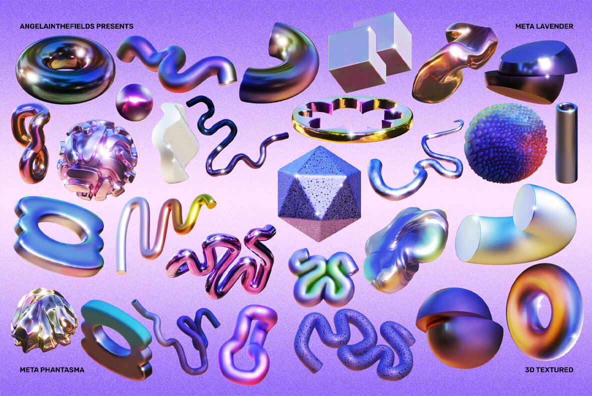 3D Meta Lavender Objects 12