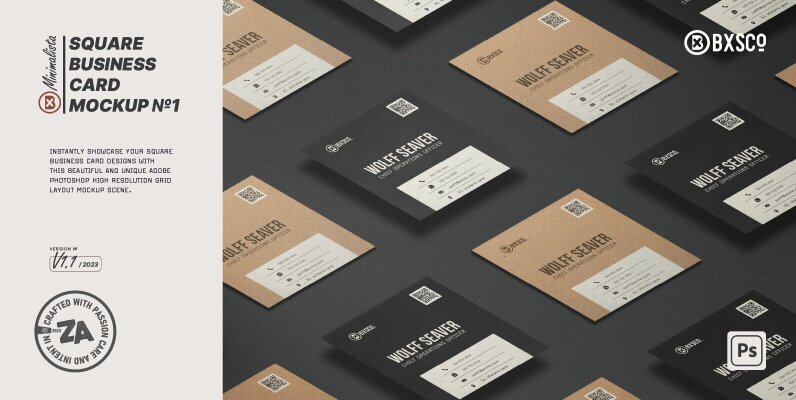 Square Business Card Mockup No  1
