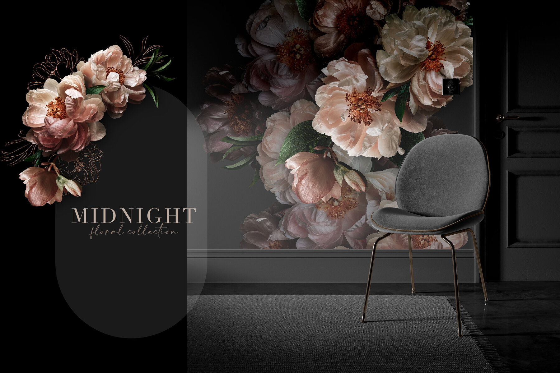 Midnight Peony Graphics Collection 3