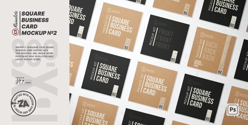 Square Business Card Mockup No  2