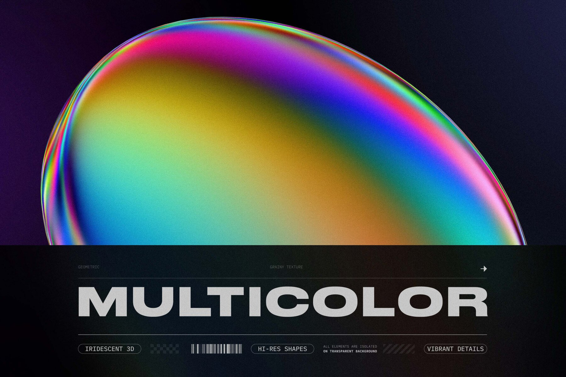 120 Iridescent geometric 3D shapes pack Vol 3 19