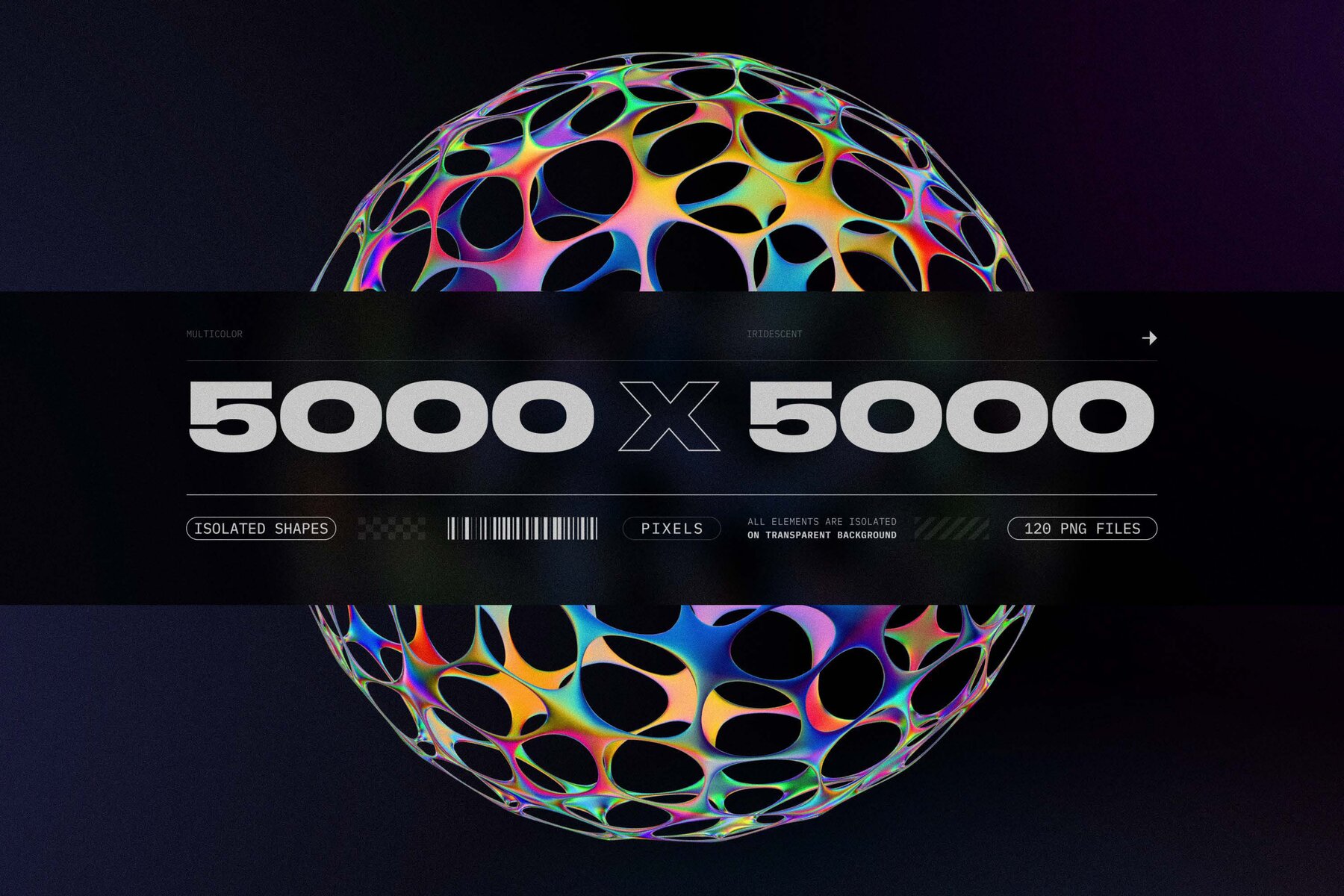 120 Iridescent geometric 3D shapes pack Vol 3 24